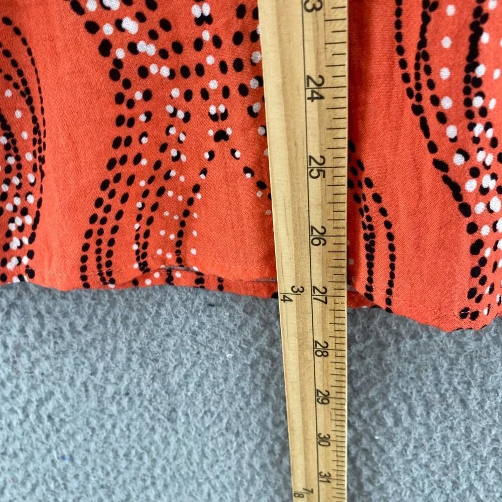 Ali Miles Top Womens Medium Coral Dot Pattern Button Up 3/4 Sleeve Wired Collar - Picture 9 of 10